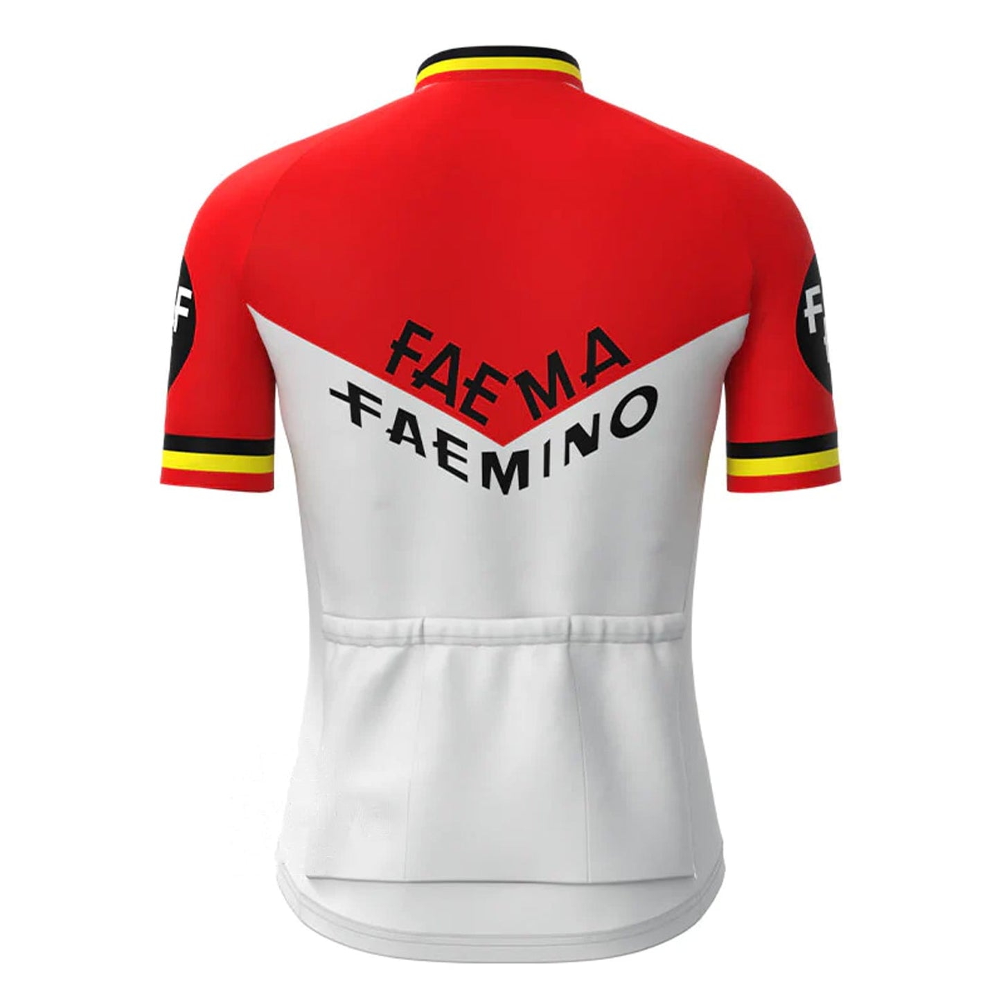 FAEMA Weiß-Rot Kurzarm-Vintage-Radsport-Trikot