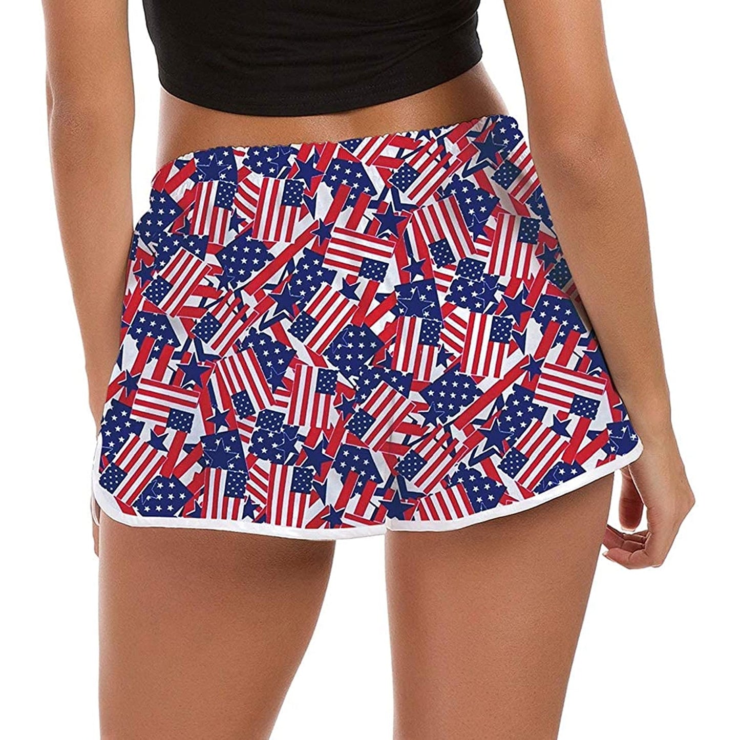 De grappige boardshorts met de Amerikaanse vlag voor dames