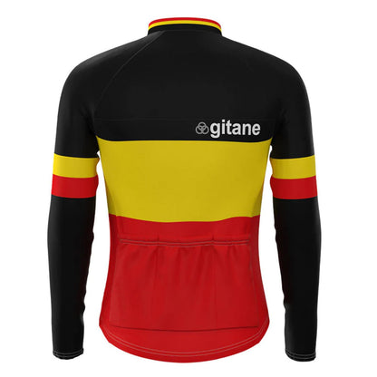 Gitane – Langärmliges Vintage-Radsport-Trikot-Oberteil in Schwarz/Rot