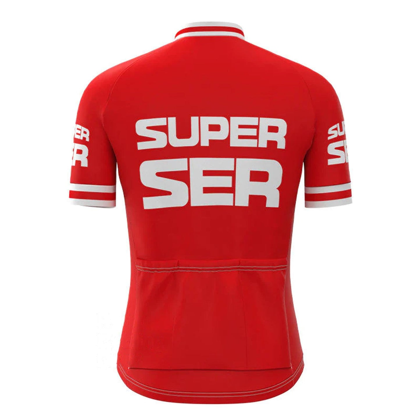 Super Ser Rood Vintage Korte Mouw Fietsshirt Top