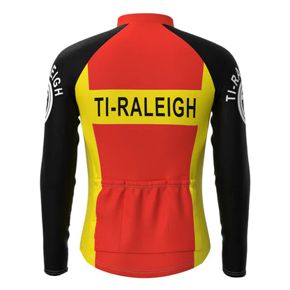 TI Raleigh Rood Geel Vintage Lange Mouw Fietsshirt Bijpassende Set