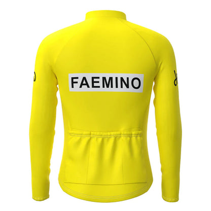 FAEMINO Geel Vintage Lange Mouw Fietsshirt Top