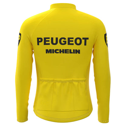 Peugeot Geel Vintage Lange Mouw Fietsshirt Bijpassende Set