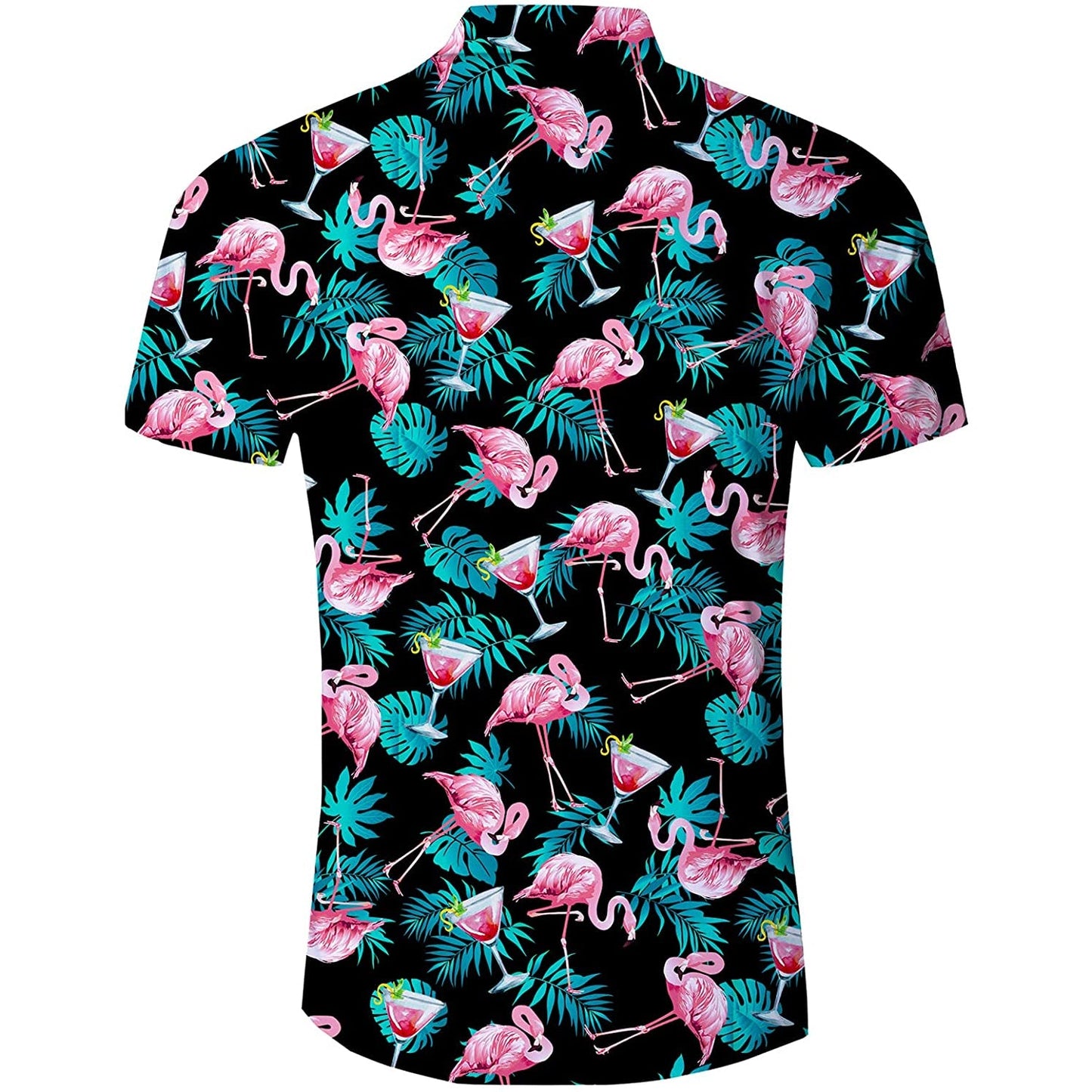 Roze Flamingo Grappig Hawaiiaans Shirt met Palmblad