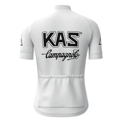 KAS Wit Vintage Korte Mouw Fietsshirt Top