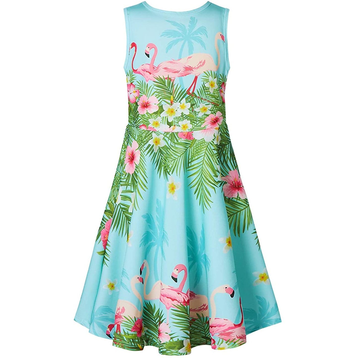 Lustiges Mädchenkleid mit rosa Flamingo