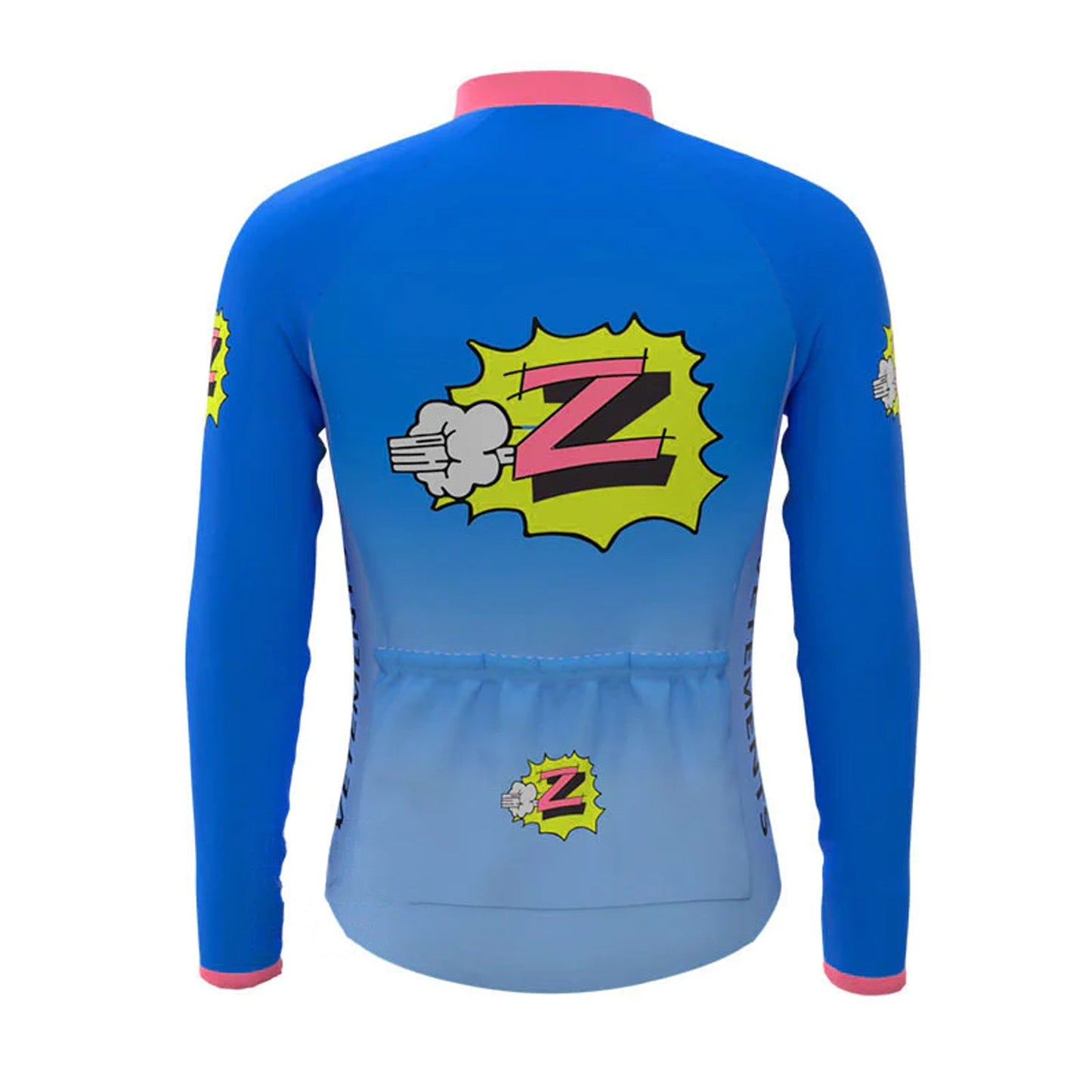 Z Vêtements blauwe vintage fietsshirt met lange mouwen