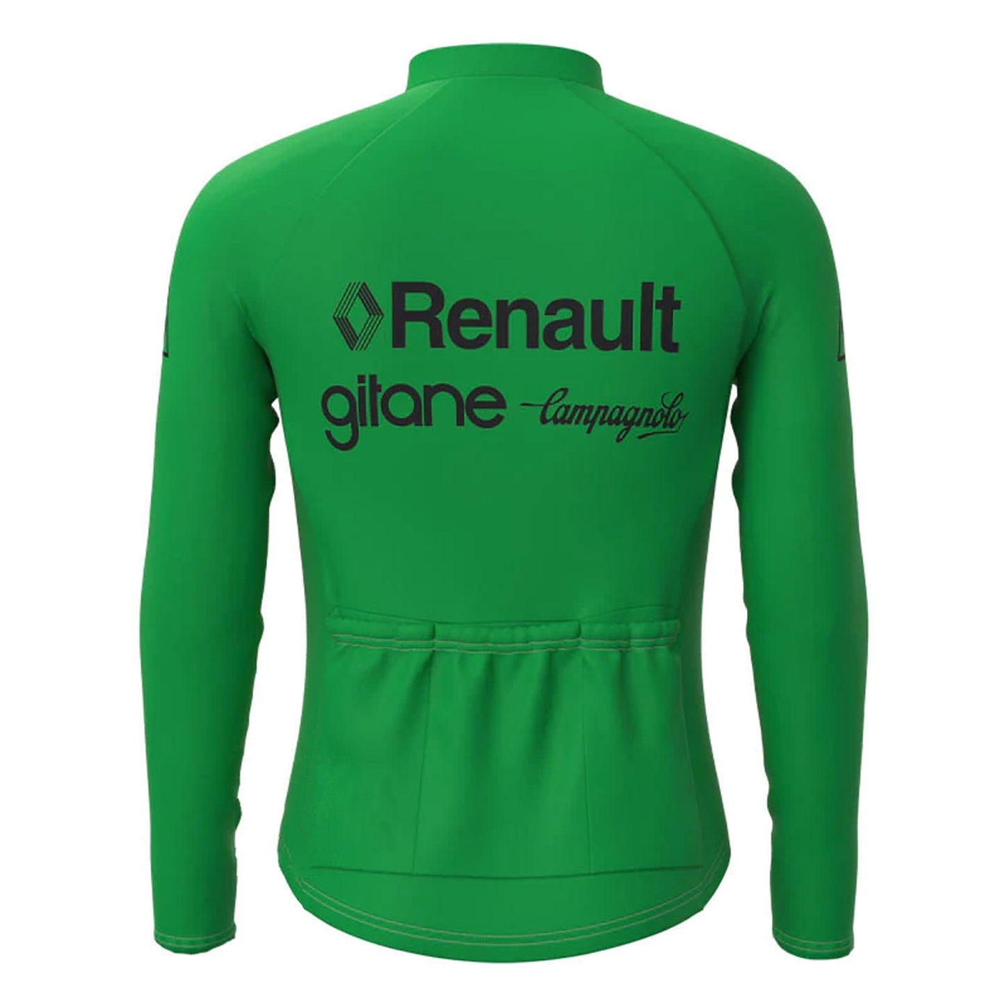 Renault Green Vintage Lange Mouw Wielershirt Top