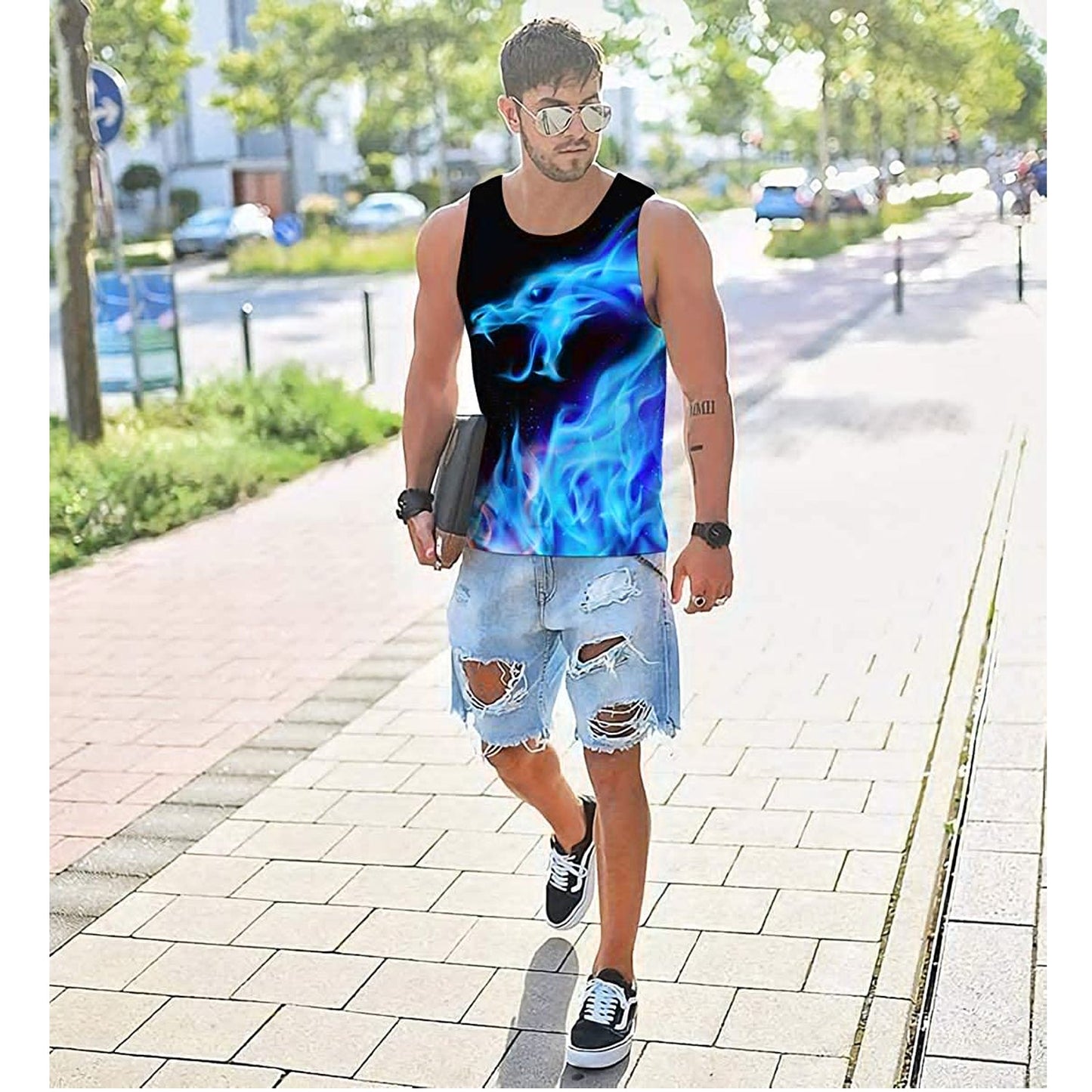 Lustiges Tank Top mit Eisflammen-Drache