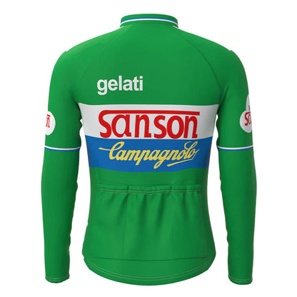 Gis Gelati Sanson – Grünes Vintage-Langarm-Radtrikot