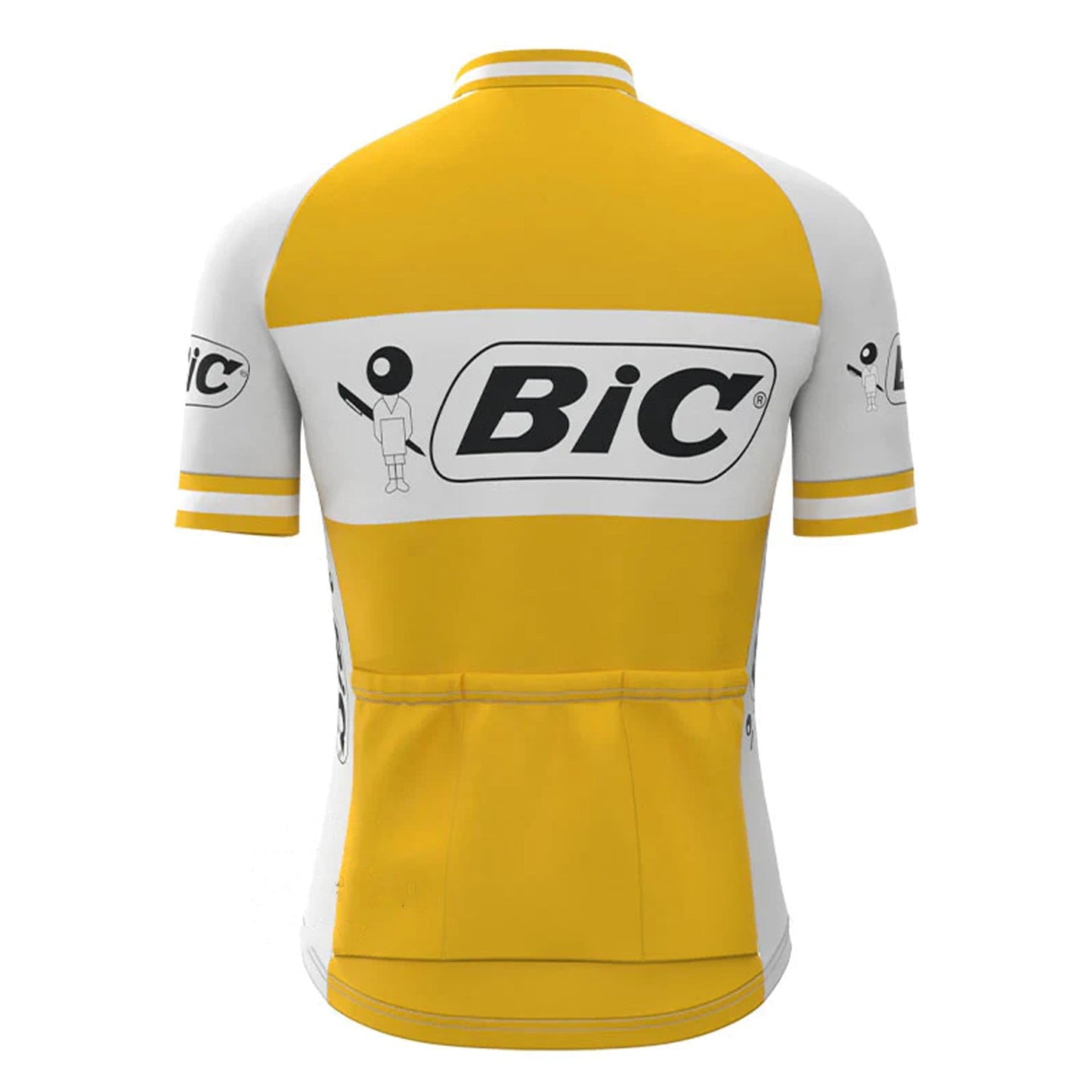 BIC Geel Vintage Korte Mouw Fietsshirt Top