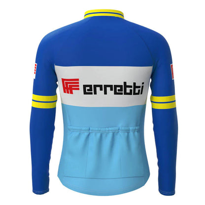 Ferretti Blue Vintage Lange Mouw Fietsshirt Top