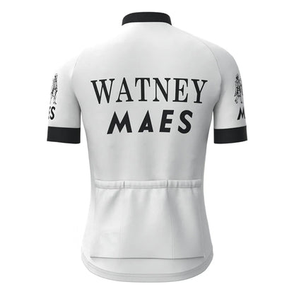 Watney Maes Wit Vintage Korte Mouw Fietsshirt Top