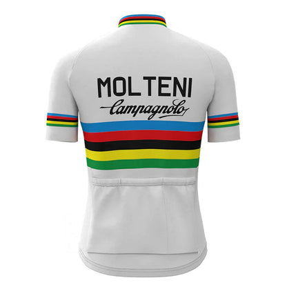 Molteni Wit Vintage Korte Mouw Fietsshirt Top