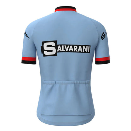 SALVARANI Blauw Vintage Korte Mouw Fietsshirt Top