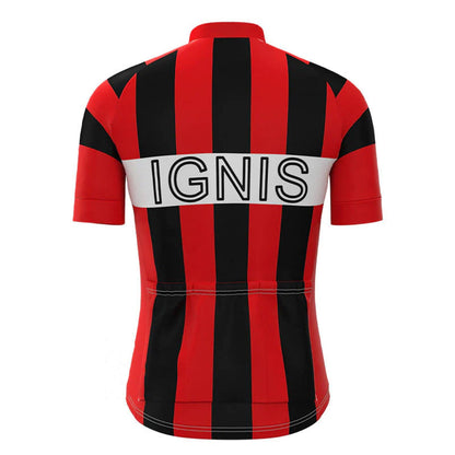 Ignis Rood Zwart Vintage Korte Mouw Fietsshirt Top