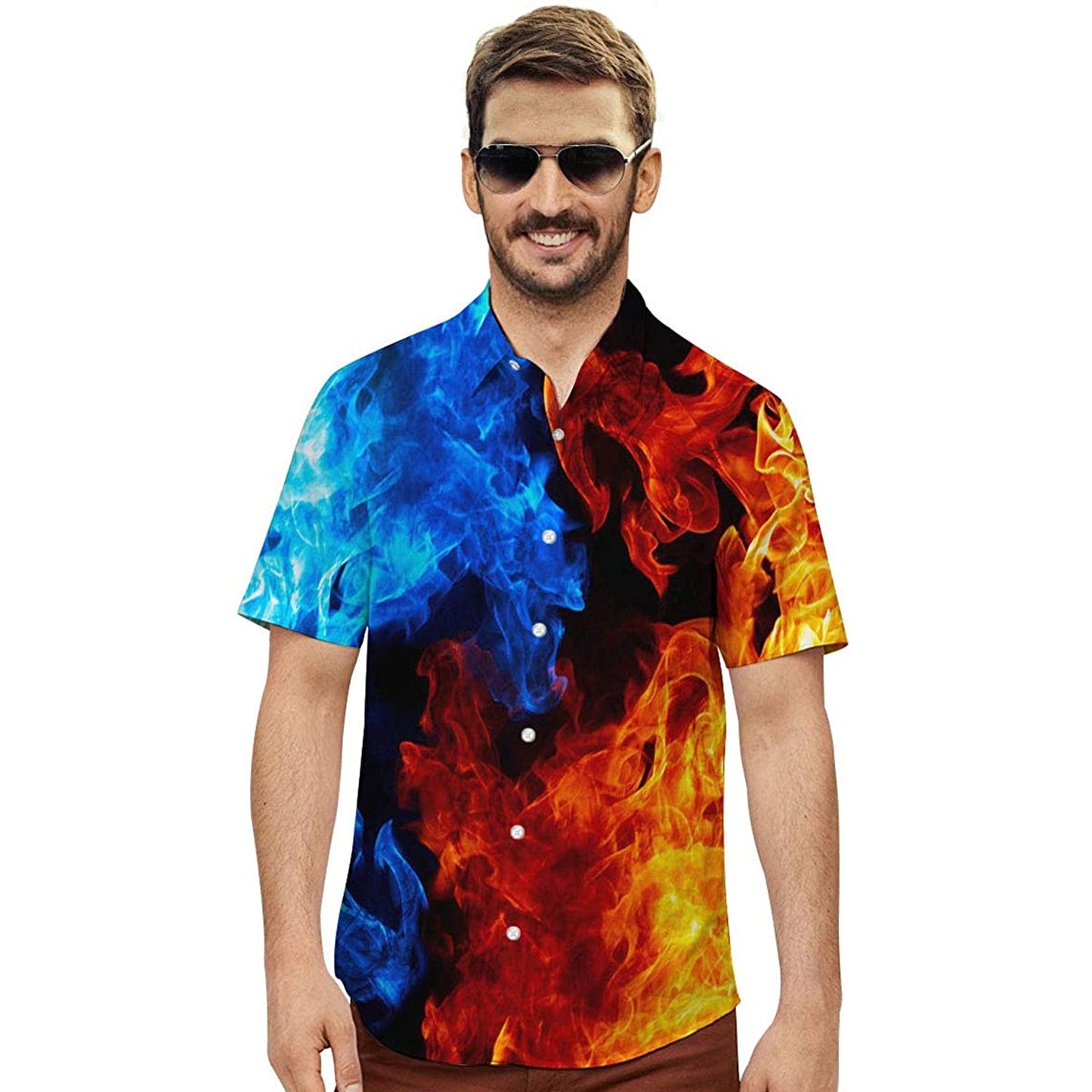 Grappig Hawaiiaans shirt met ijs en vuur