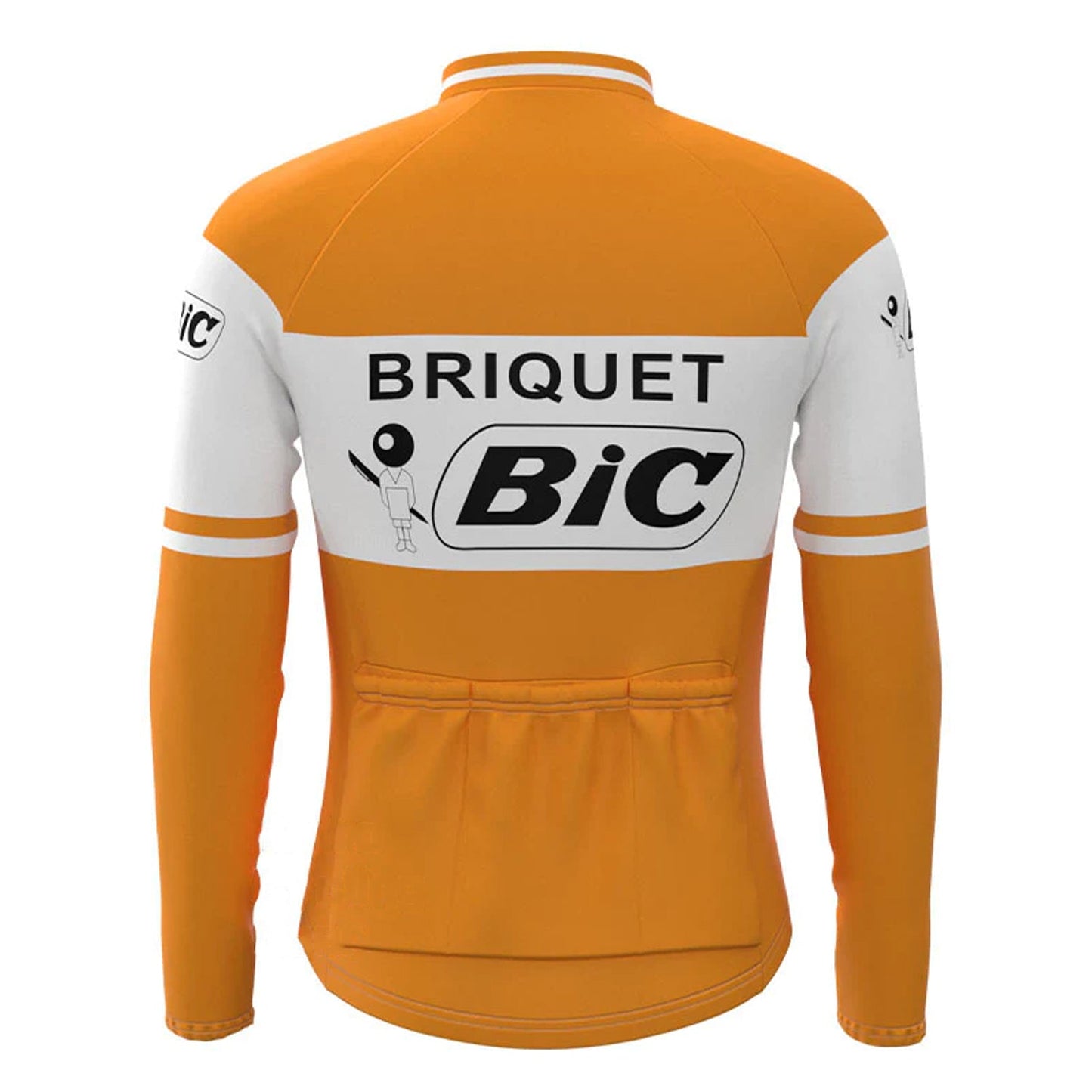 BIC Oranje Vintage Lange Mouw Fietsshirt Bijpassende Set