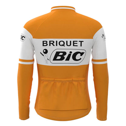 BIC Oranje Vintage Lange Mouw Fietsshirt Bijpassende Set