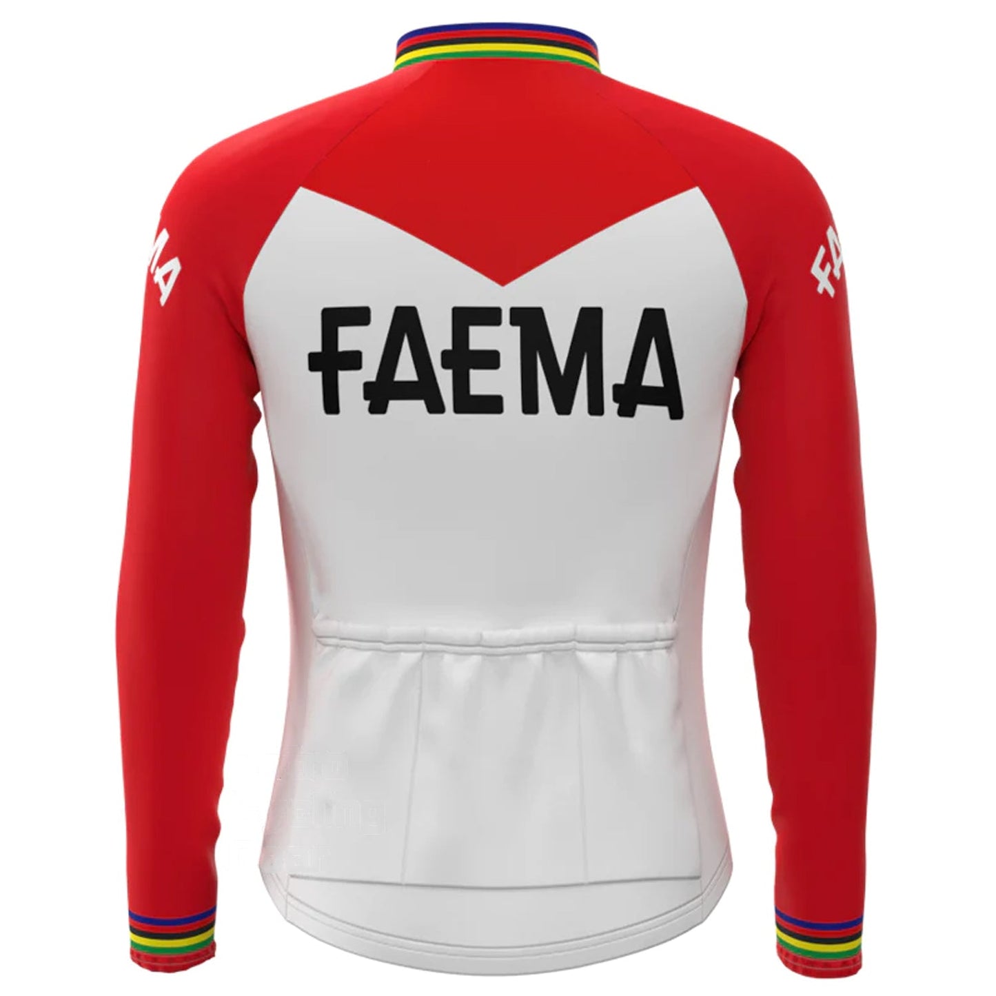 FAEMA Weißes Vintage Langarm-Radtrikot-Oberteil