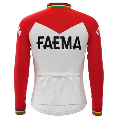 FAEMA Weißes Vintage Langarm-Radtrikot-Oberteil