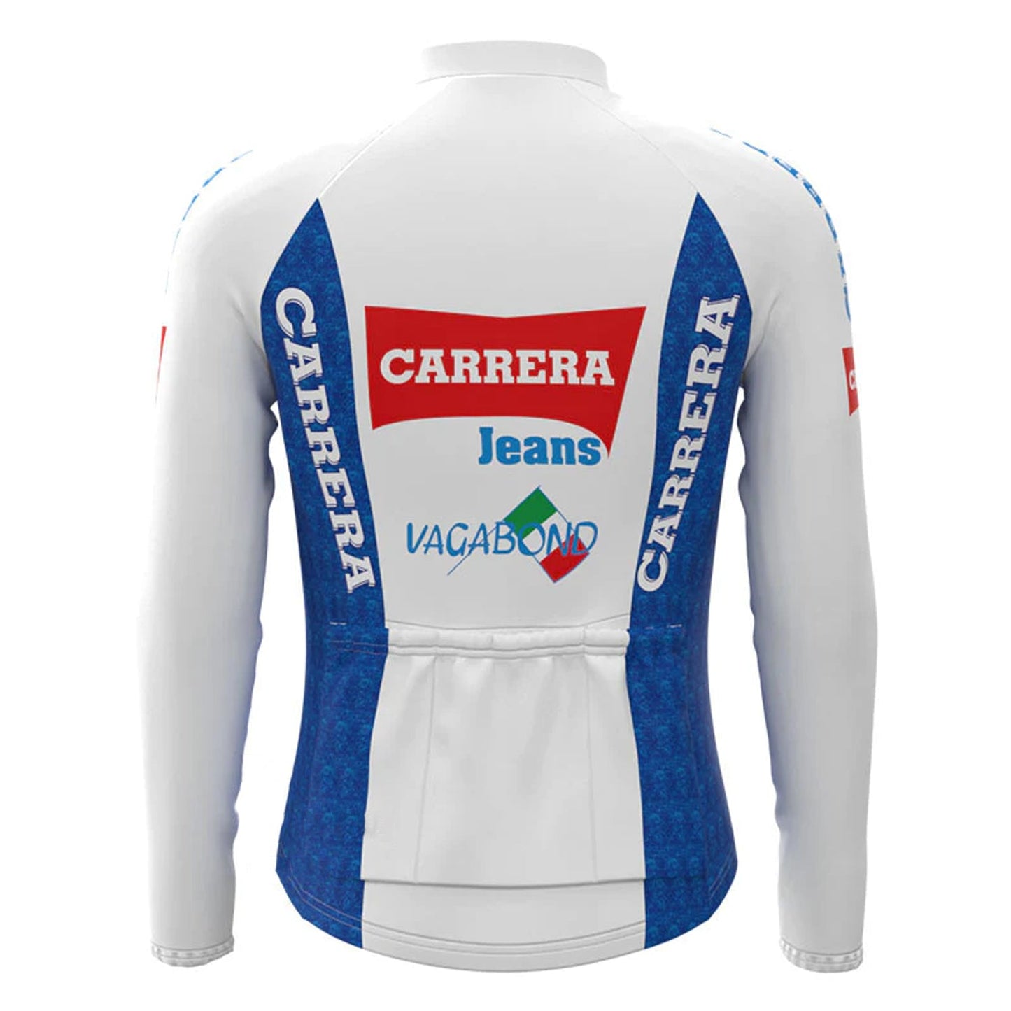 Carrera – Weißes Vintage-Langarm-Radtrikot-Oberteil