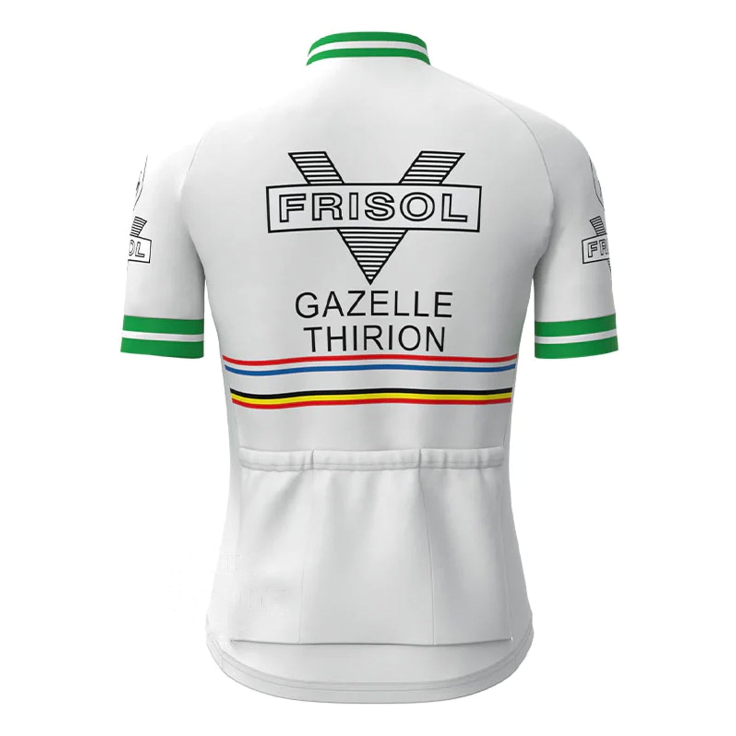 Frisol Groen Geel Korte Mouw Vintage Fietsshirt Top