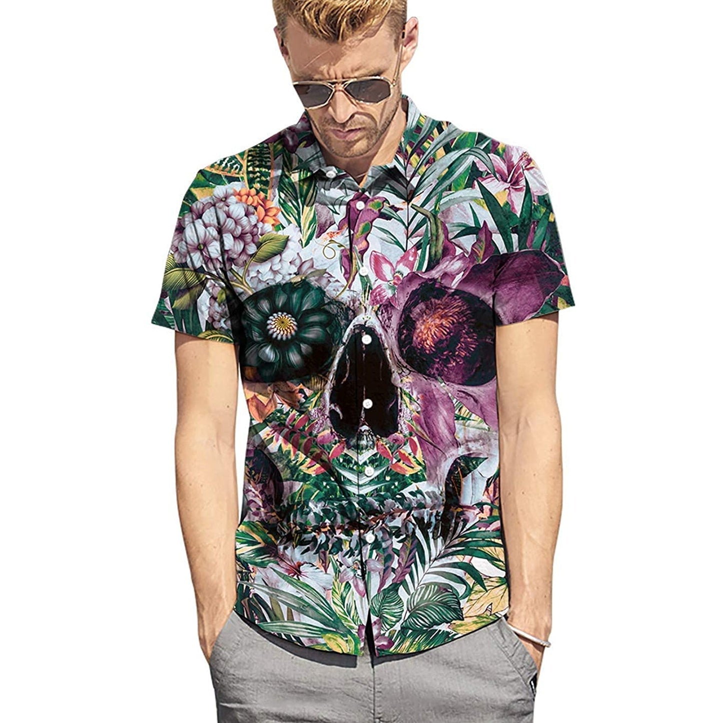 Bloemig blad grappig Hawaiiaans shirt