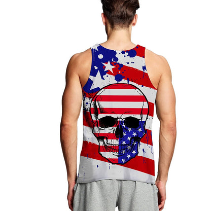 Lustiges Tank Top mit Totenkopf-Motiv in amerikanischer Flagge