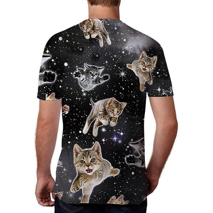 Ruimte Vliegende Kat Grappig T-shirt