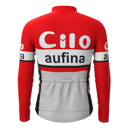 Cilo Aufina – Rotes Vintage-Langarm-Radtrikot-Oberteil