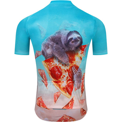 Pizza Sloth Heren Grappig MTB Korte Mouw Fietsshirt Top