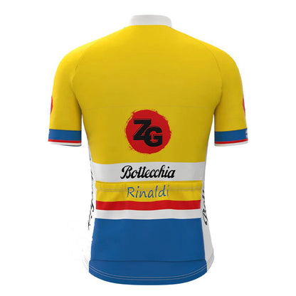 Bottecchia Rinaldi Geel Vintage Korte Mouw Fietsshirt Top