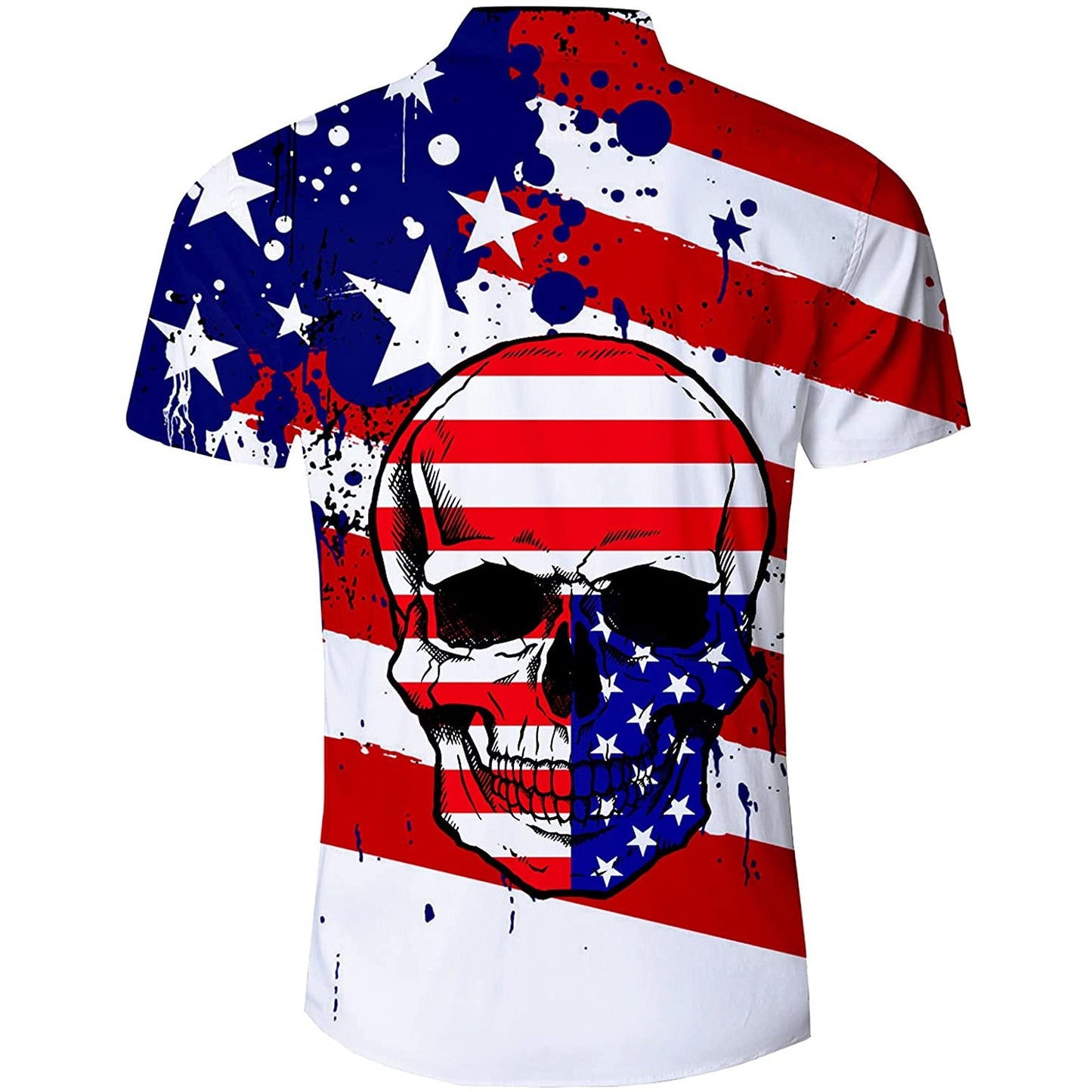 American Flag Skull Funny Hawaiian Shirt