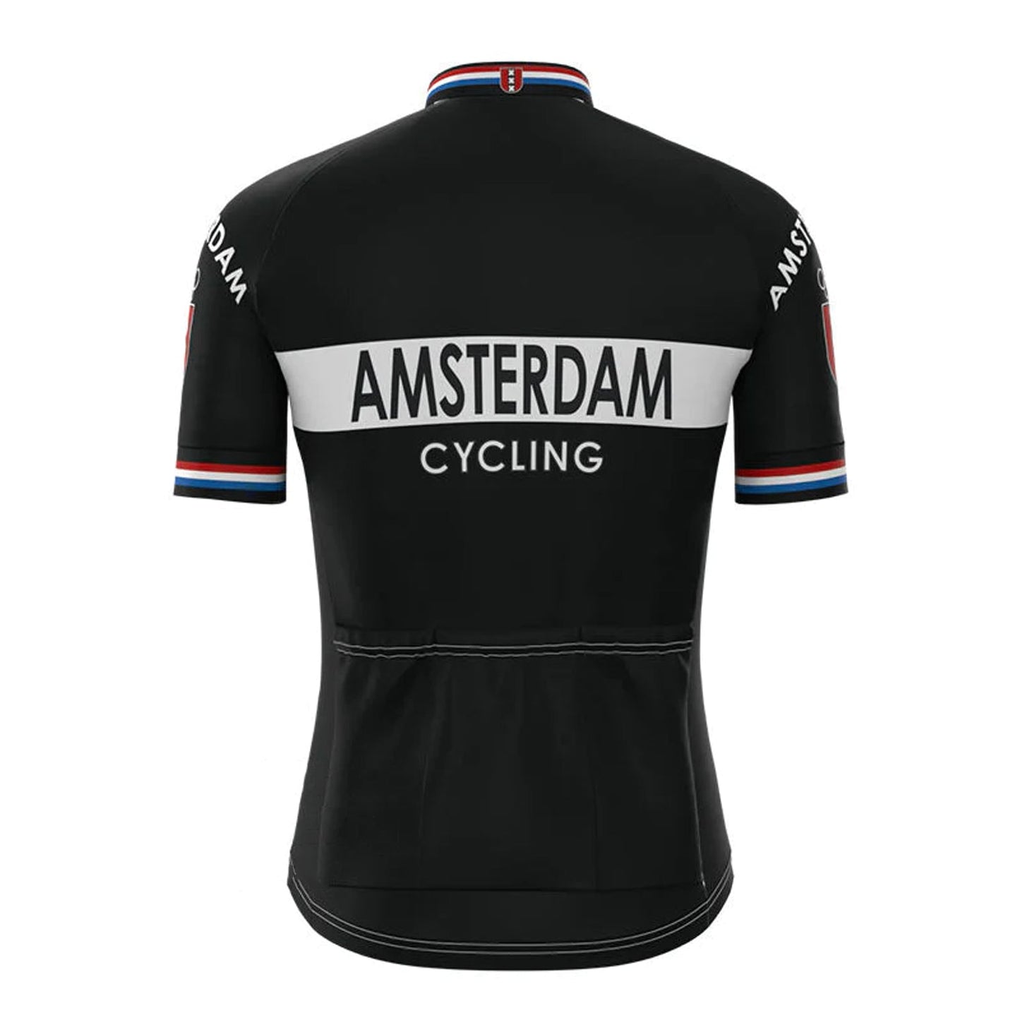 Amsterdam Zwart Vintage Korte Mouw Fietsshirt Top