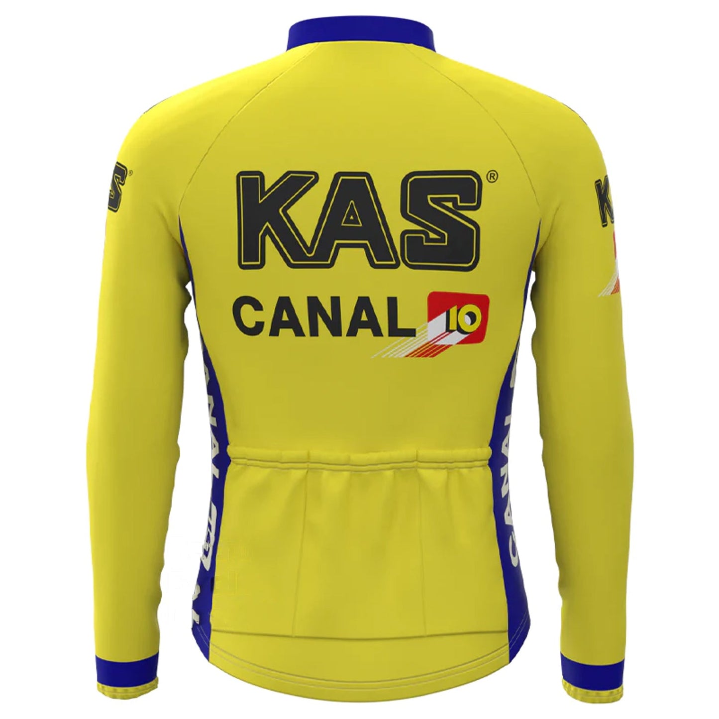 KAS Gelbes Vintage Langarm-Radtrikot-Oberteil