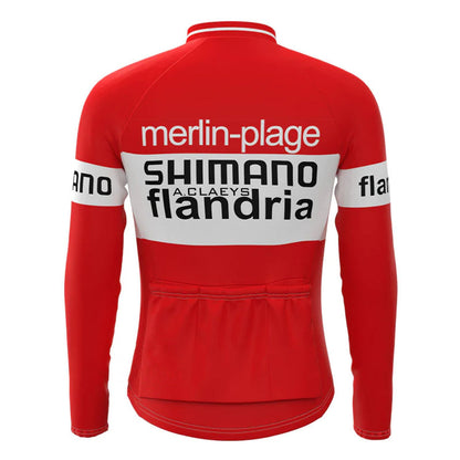 Shimano Flandria Rood Lange Mouw Vintage Fietsshirt Top