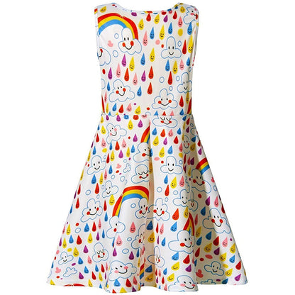 Regenbogen tropfendes lustiges Mädchenkleid