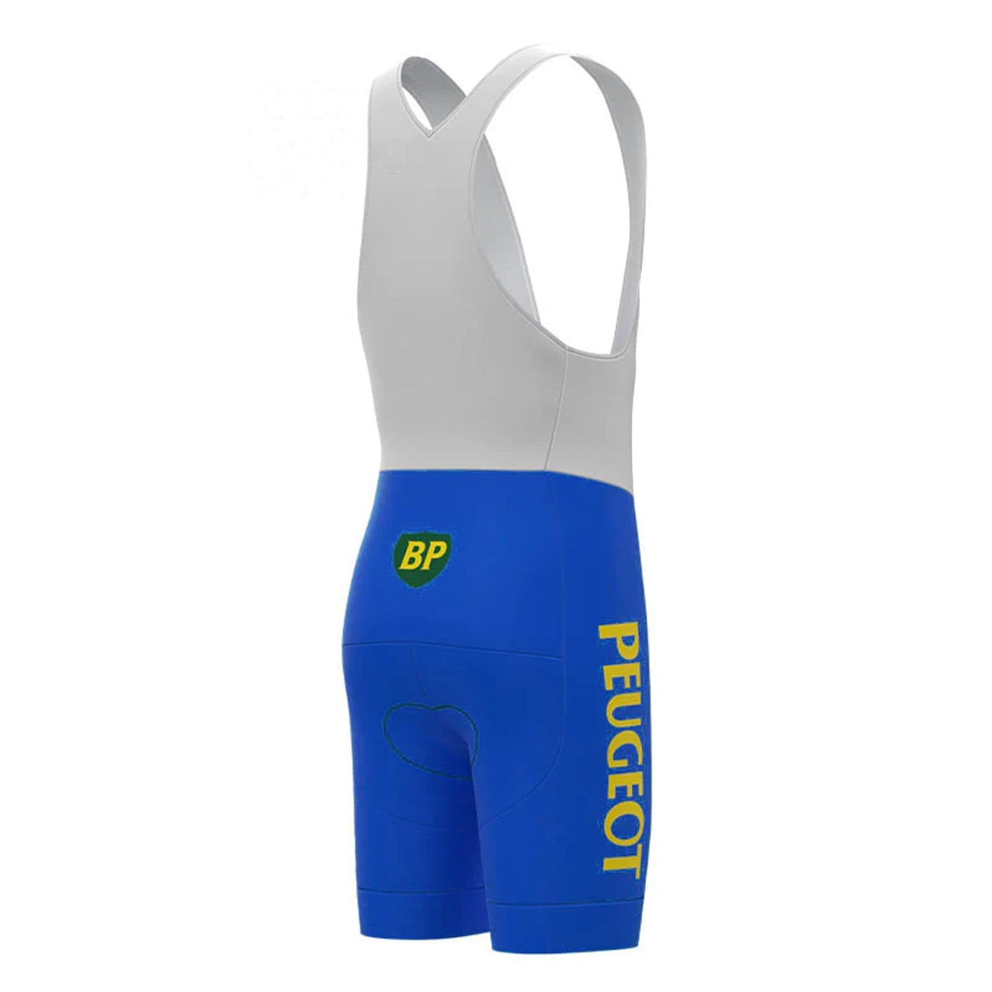 Peugeot Blau Gelb Vintage Radsport Trägerhose 