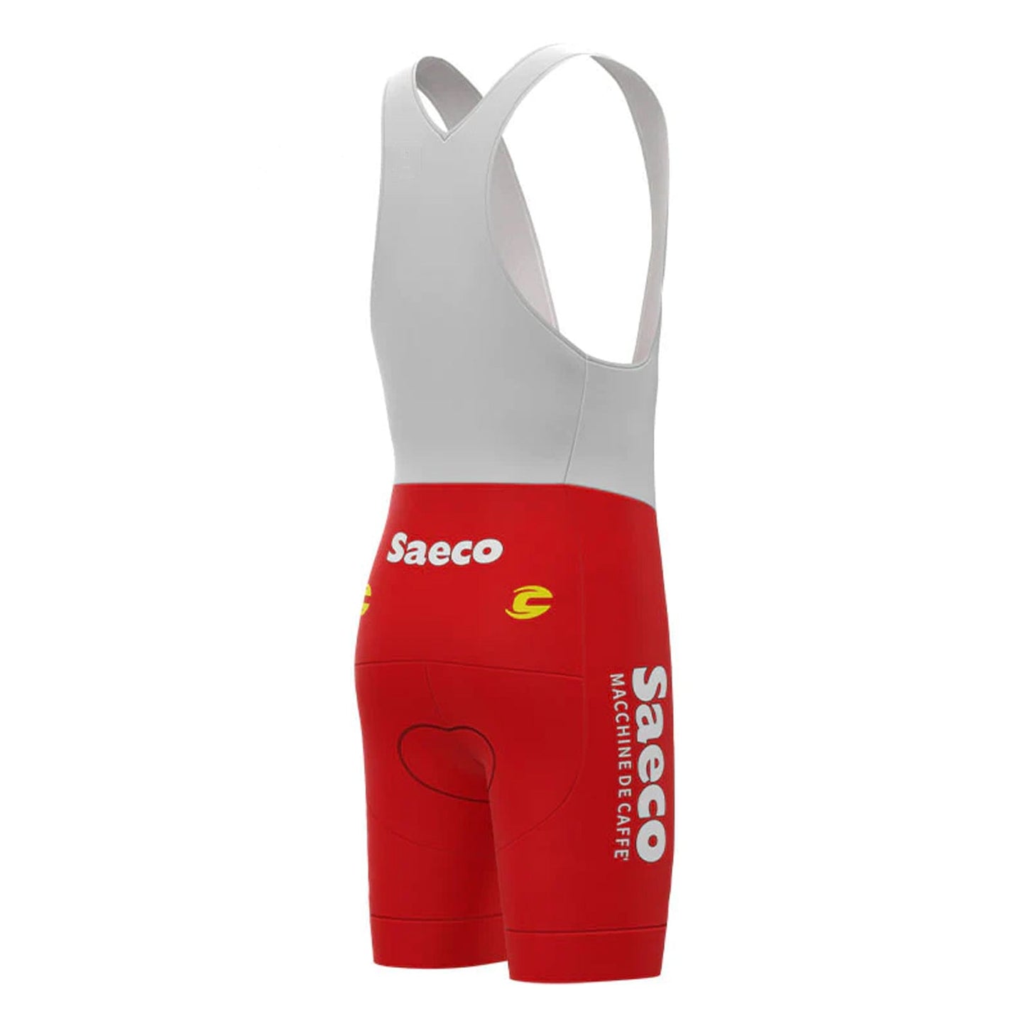 Saeco Rote Vintage-Radsport-Trägershorts