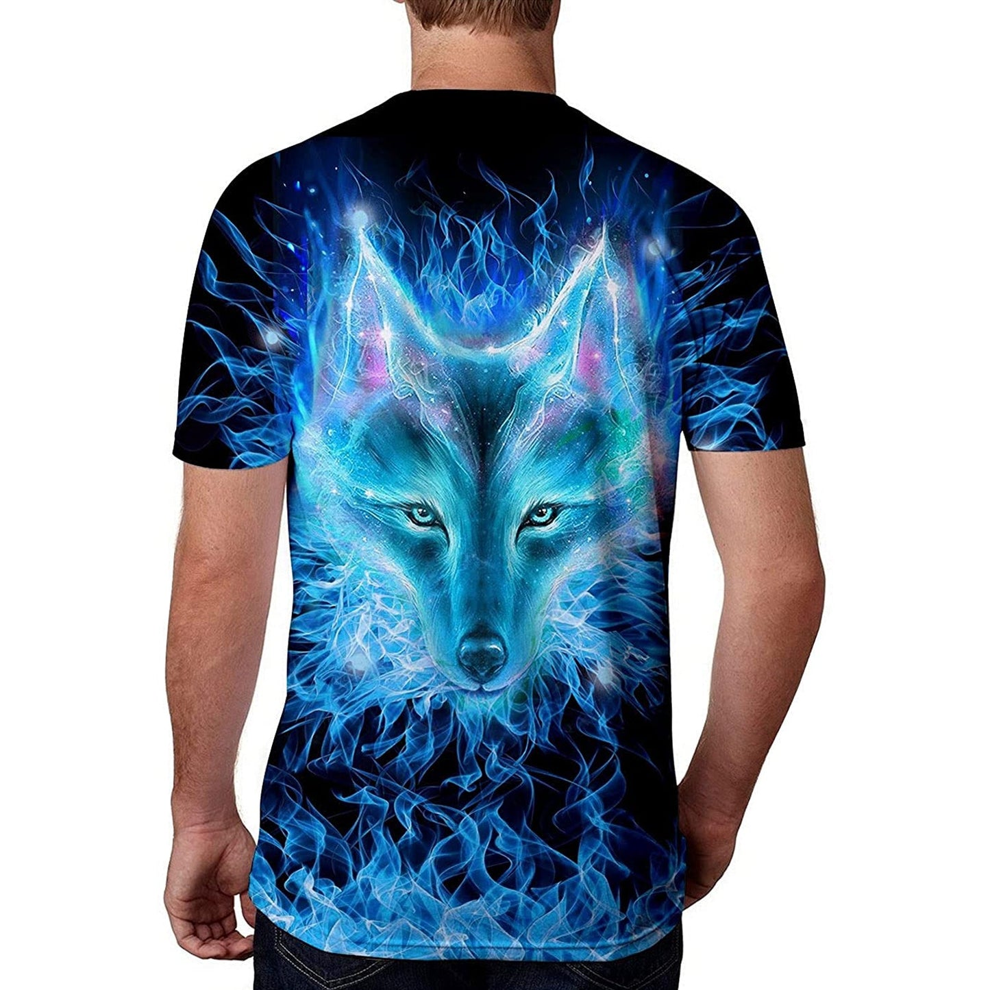 Lustiges T-Shirt mit Galaxie-Wolf-Motiv