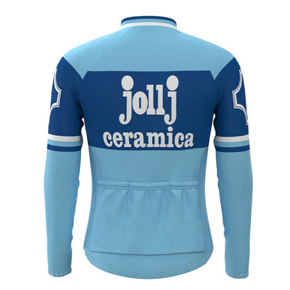 Jollj Ceramica Blauw Lange Mouw Vintage Fietsshirt Top