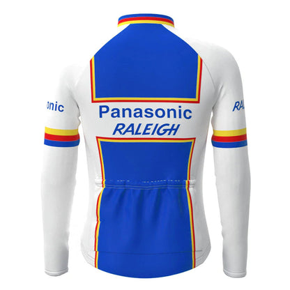 Panasonic Blue Vintage Lange Mouw Fietsshirt Top