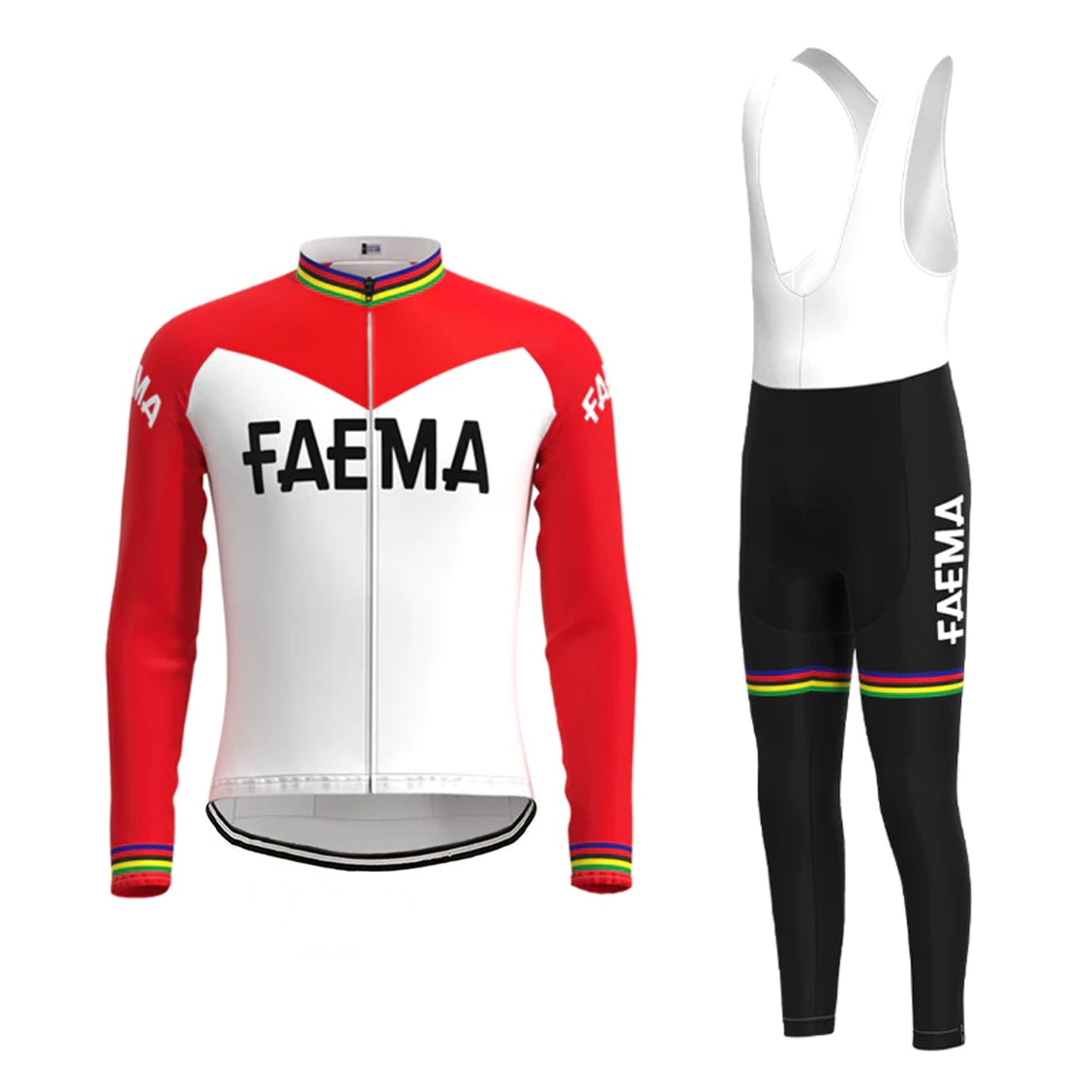 Faema – Passendes Set aus langärmeligem Radtrikot in Weiß