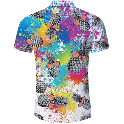 Verfspatten Ananas Grappig Hawaiiaans Shirt