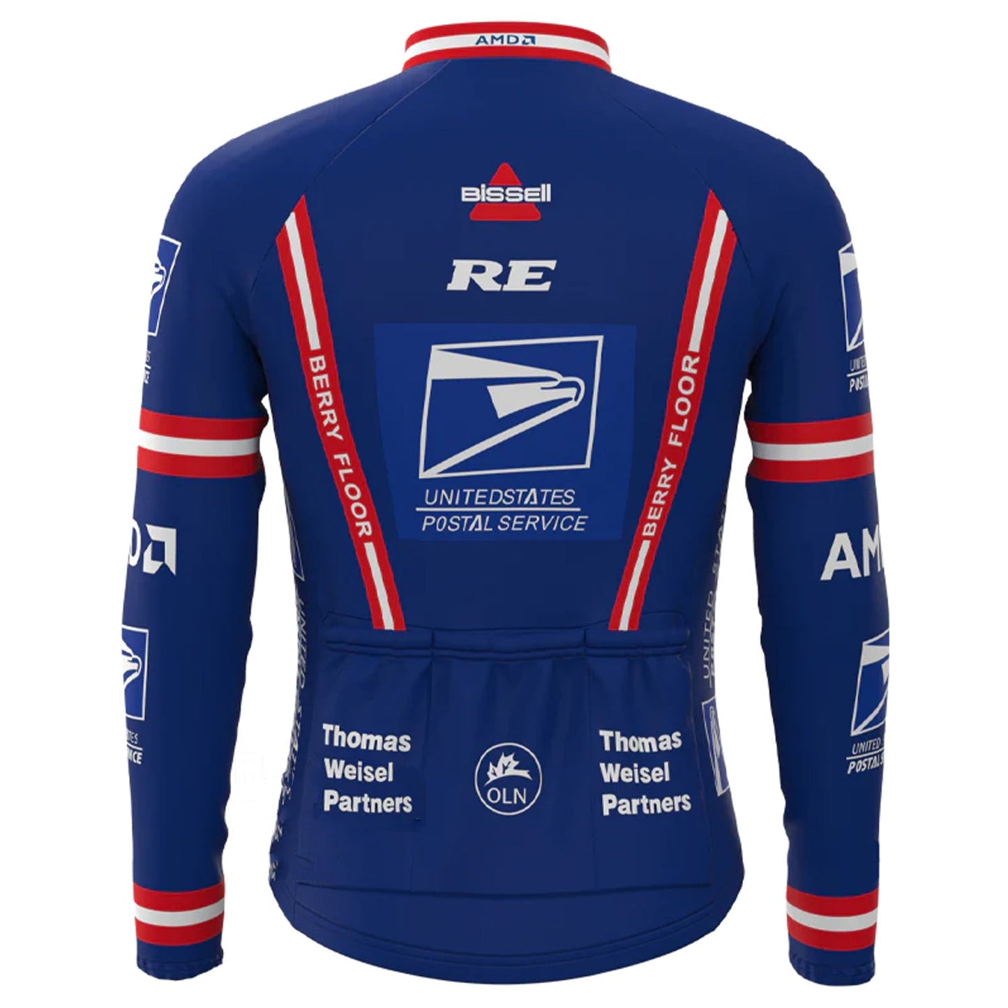 US Postal Service Vintage Lange Mouw Fietsshirt Bijpassende Kit