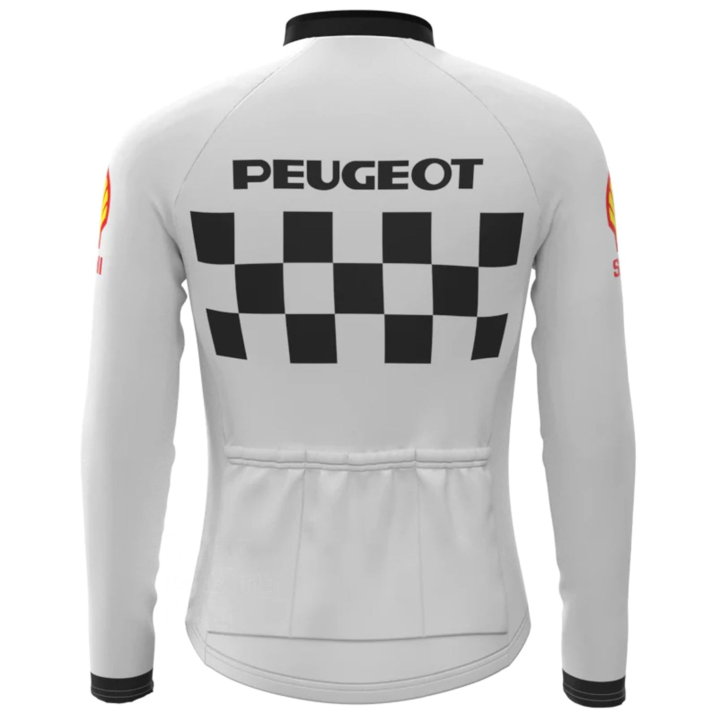 PEUGEOT Wit Vintage Lange Mouw Fietsshirt Top