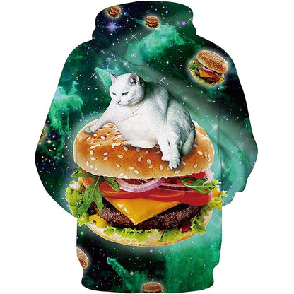 Lustiger Kapuzenpullover mit Hamburger-Katze