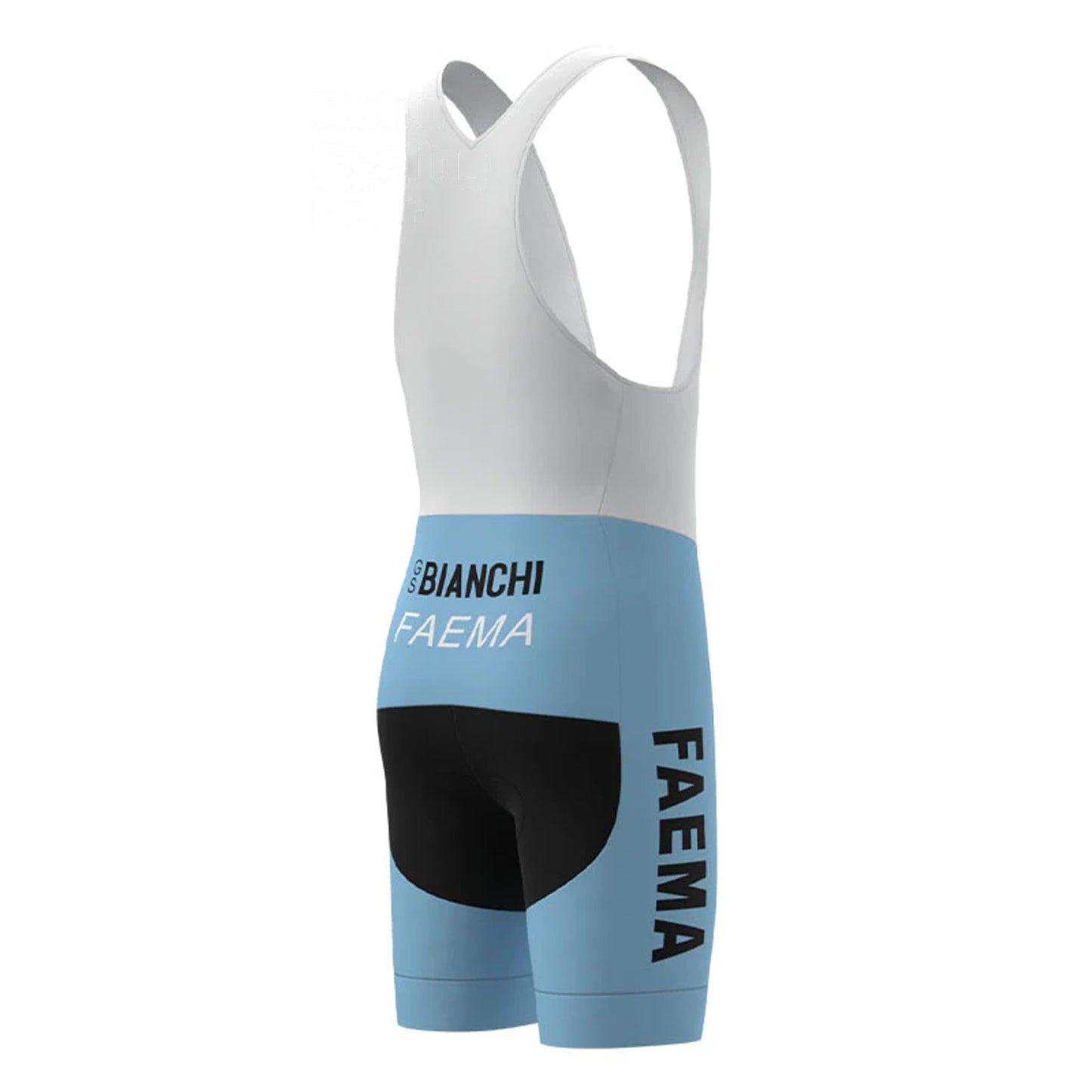 BIANCHI Blau-Schwarze Vintage-Radsport-Trägerhose