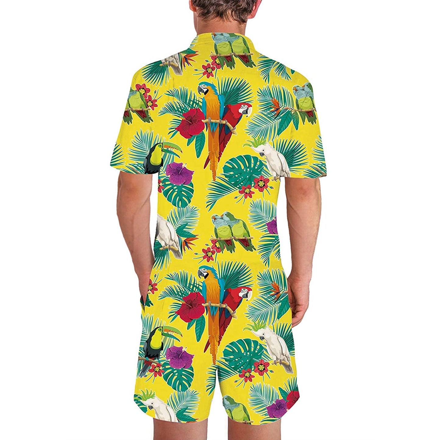 Palm Leaf Papegaaien Man Romper